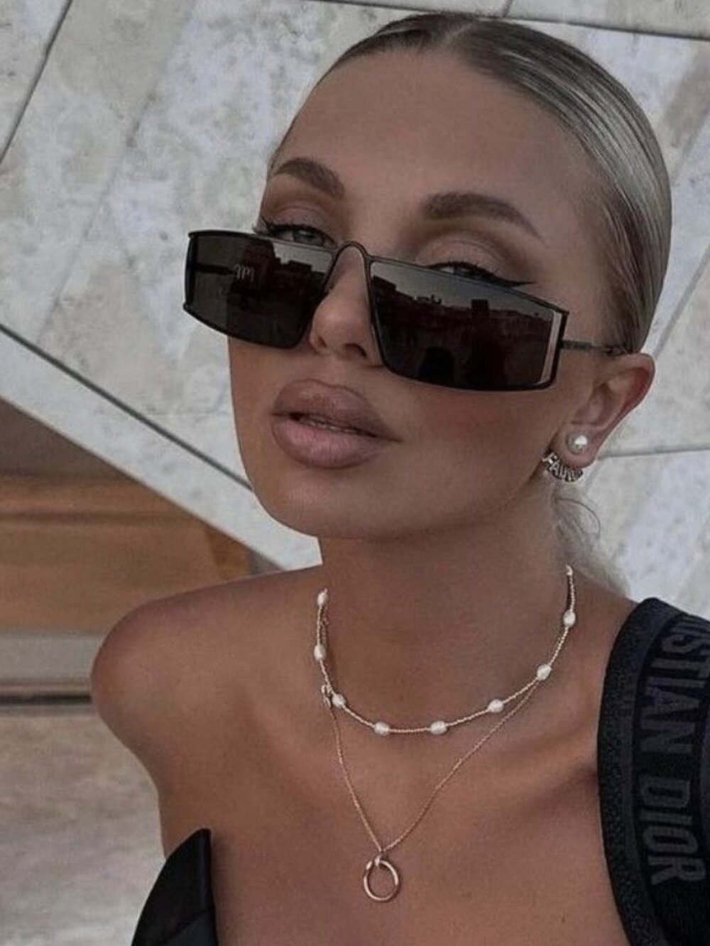 Saint Laurent SL606 001 Black Metal Square Sunglasses